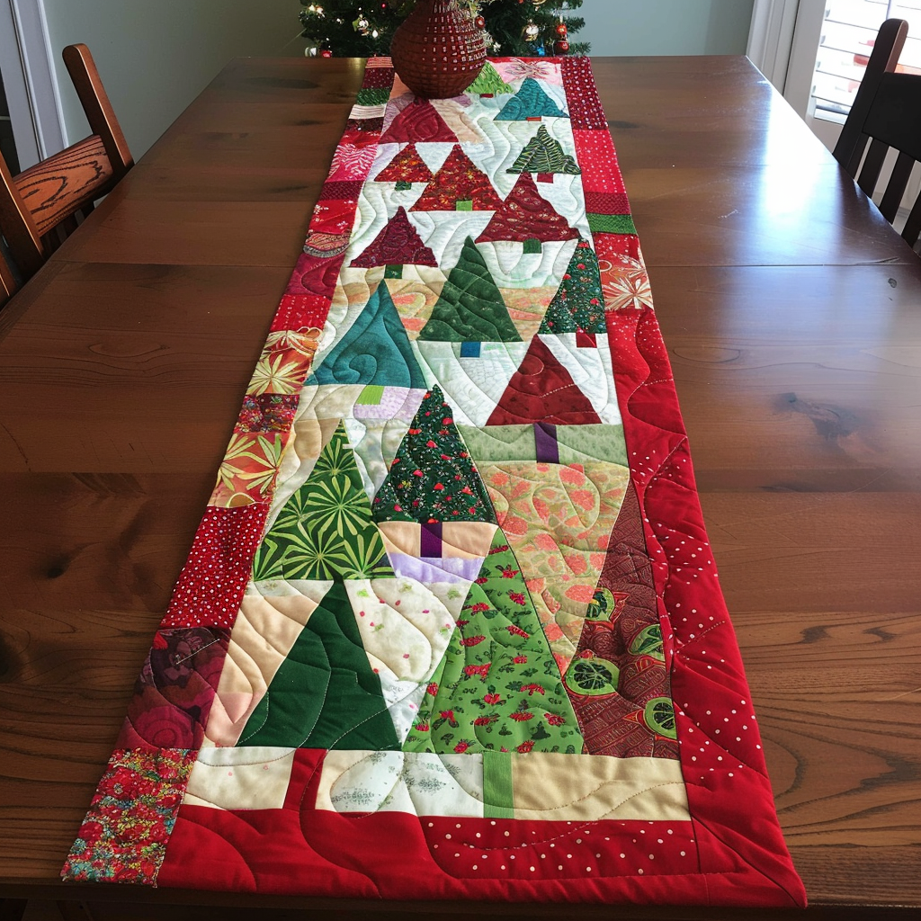 Enchanted Evergreen Quilted Table Runner NCU0PT162