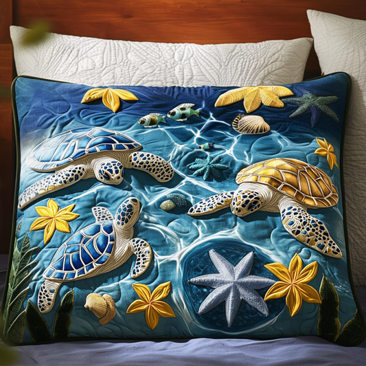 Enchanted Turtle Garden Quilted Bedding Pillow Case NCU0NT7269