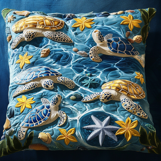 Enchanted Turtle Garden Quilted Pillow Case NCU0NT7270