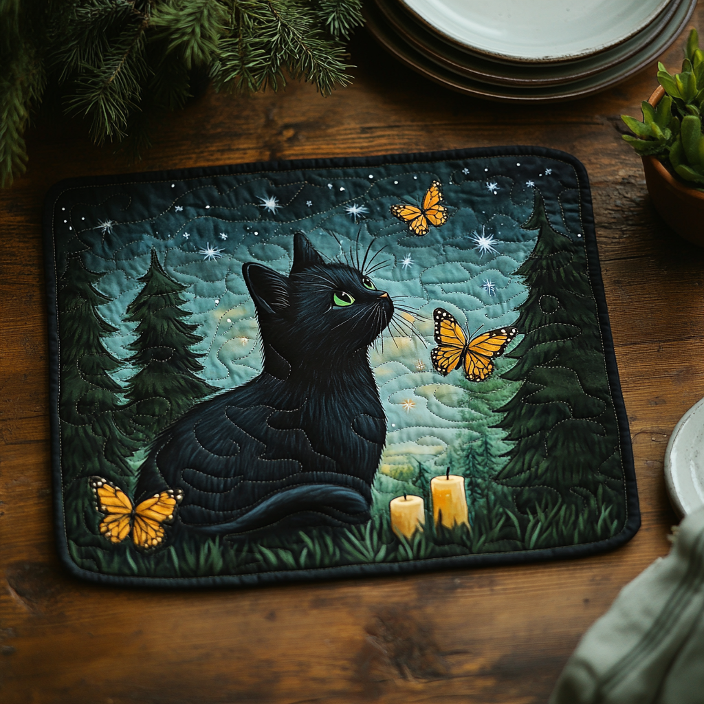 Black Cat Quilted Placemat NCU0VT159