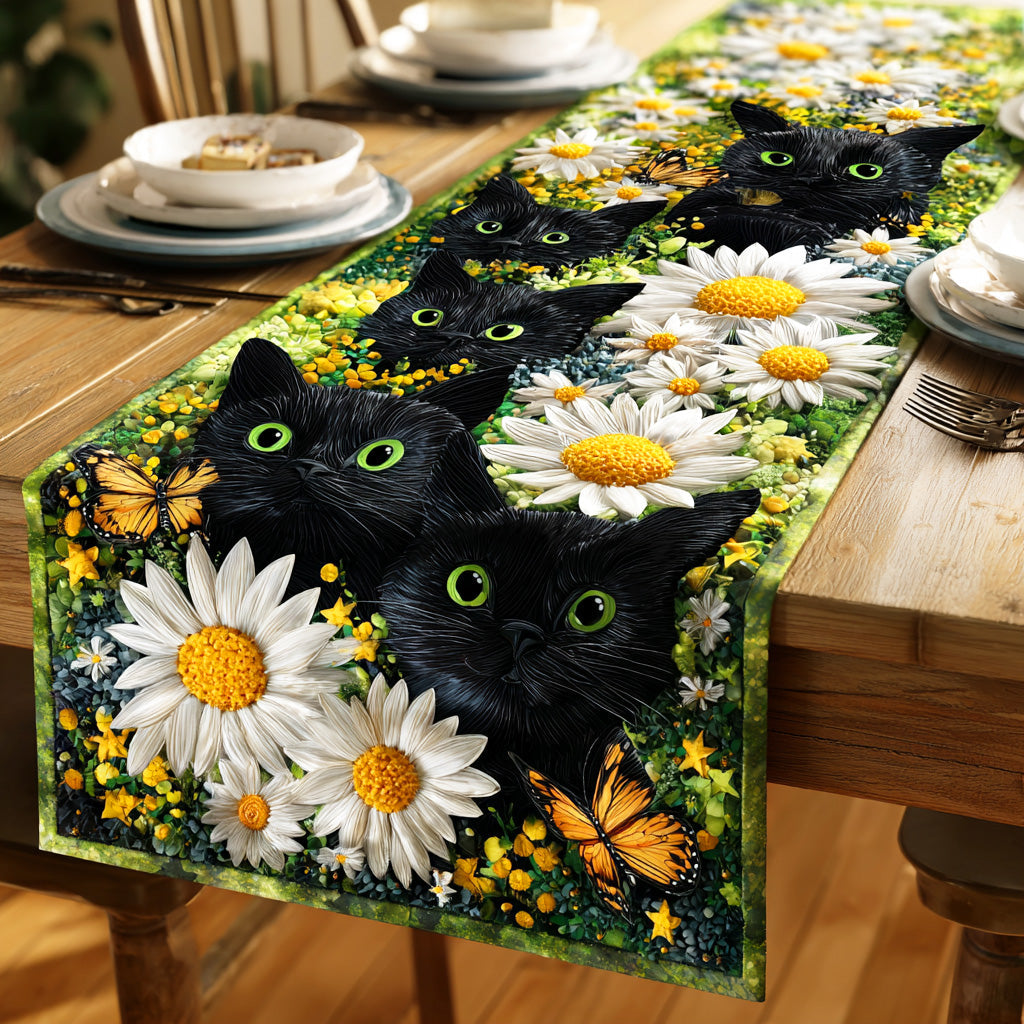 Enchanted Black Purr Quilted Table Runner NCU0TD1182