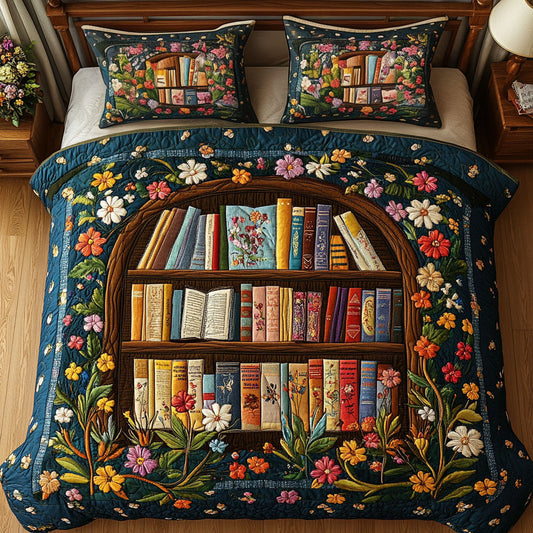 Enchanted Book Haven 3-Piece Quilted Bedding Set NCU0NT2930