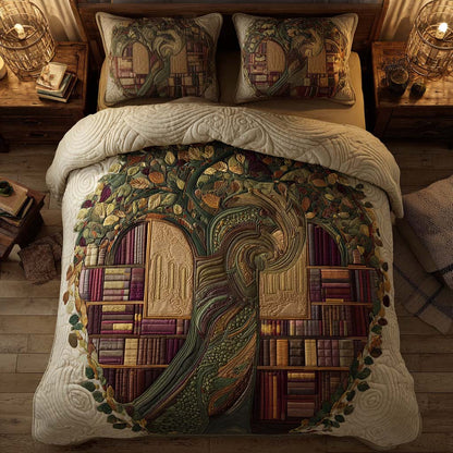 Enchanted Book Haven 3-Piece Quilted Bedding Set NCU0XD1900