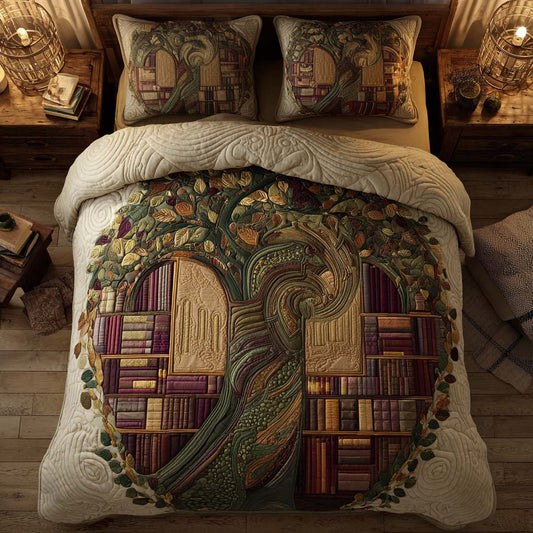 Enchanted Book Haven 3-Piece Quilted Bedding Set NCU0XD1900