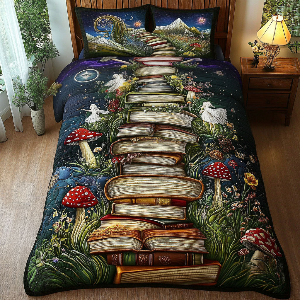 Enchanted Bookshelf 3-Piece Quilted Bedding Set NCU0PT4439