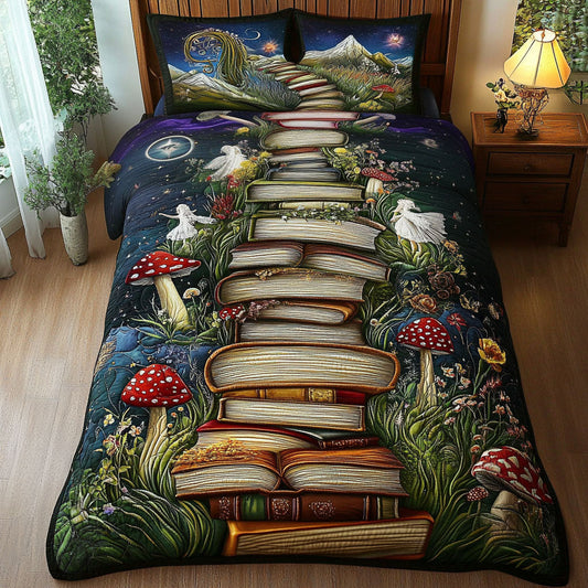 Enchanted Bookshelf 3-Piece Quilted Bedding Set NCU0PT4439