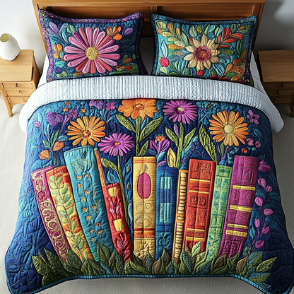 Enchanted Bookshelf 3-Piece Quilted Bedding Set NCU0VL1255