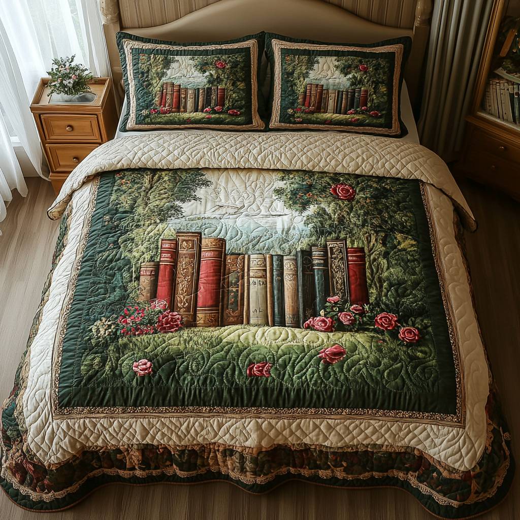 Enchanted Bookshelf 3-Piece Quilted Bedding Set NCU0DV4023