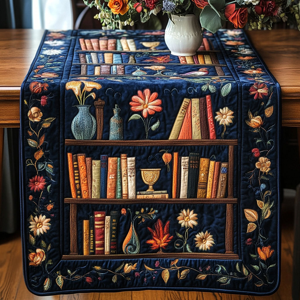 Enchanted Bookshelf Quilted Table Runner NCU0NT4294