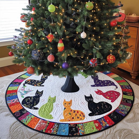 Enchanted Cats Quilted Christmas Tree Skirt NCU0PT1285