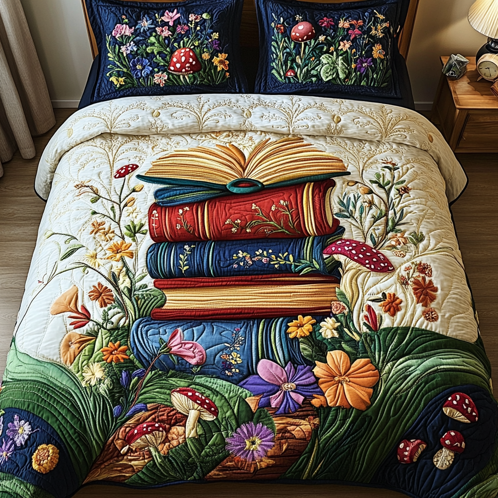 Enchanted Chapters 3-Piece Quilted Bedding Set NCU0DK4780