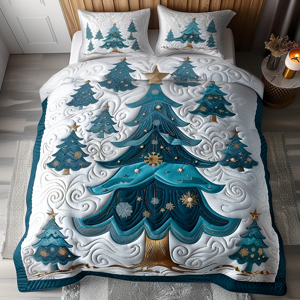 Enchanted Christmas 3-Piece Quilted Bedding Set NCU0DV1946