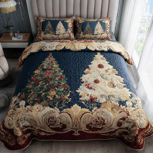 Enchanted Christmas Tree 3-Piece Quilted Bedding Set NCU0HH326