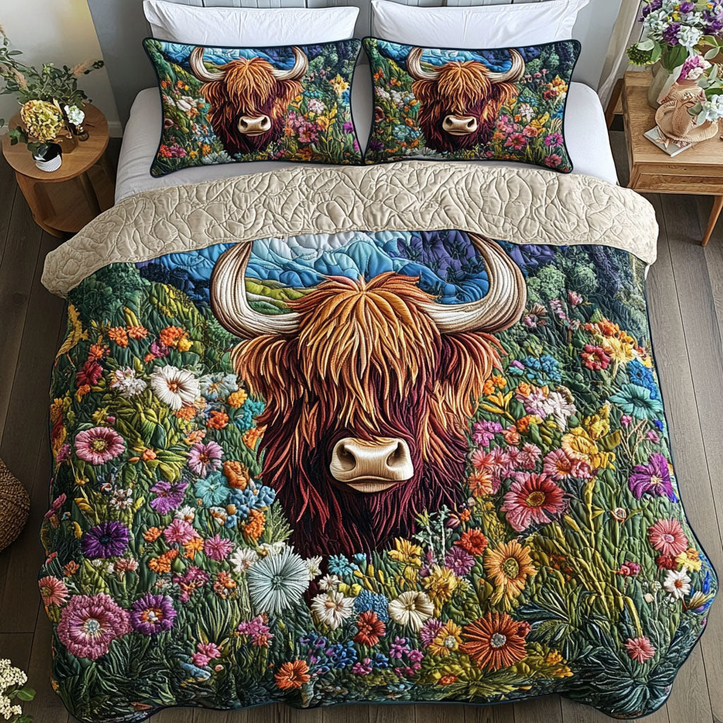 Enchanted Cow Garden 3-Piece Quilted Bedding Set NCU0PT5721