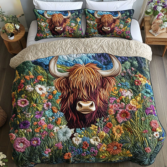 Enchanted Cow Garden 3-Piece Quilted Bedding Set NCU0PT5721