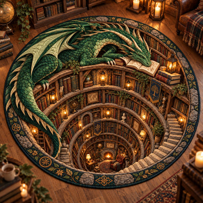 Enchanted Dragon Library Vortex Quilted Round Mat NCU0PT12171