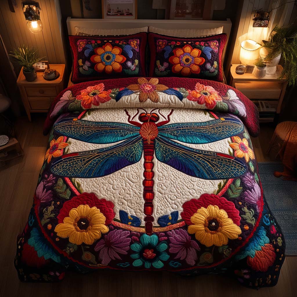 Enchanted Dragonfly 3-Piece Quilted Bedding Set NCU0TD018