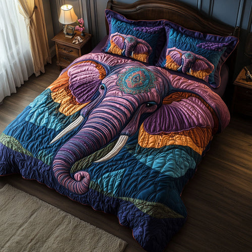 Enchanted Elephant Realm 3-Piece Quilted Bedding Set NCU0PT4120