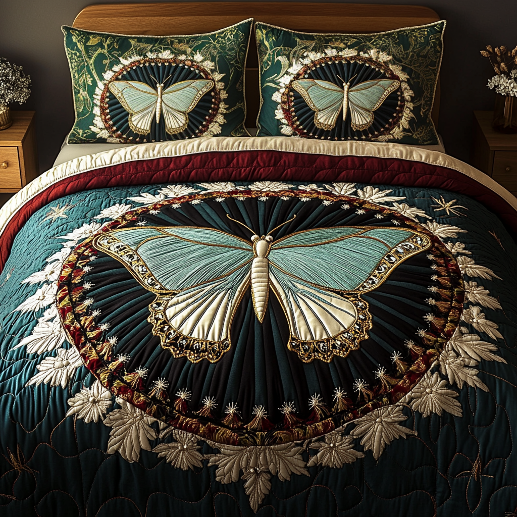 Butterfly Quilted Bedding Set NCU0VT108