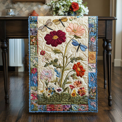 Enchanted Floral Flight Quilted Table Runner NCU0PT4499