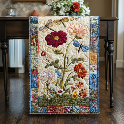 Enchanted Floral Flight Quilted Table Runner NCU0PT4499