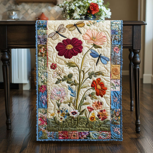 Enchanted Floral Flight Quilted Table Runner NCU0PT4499