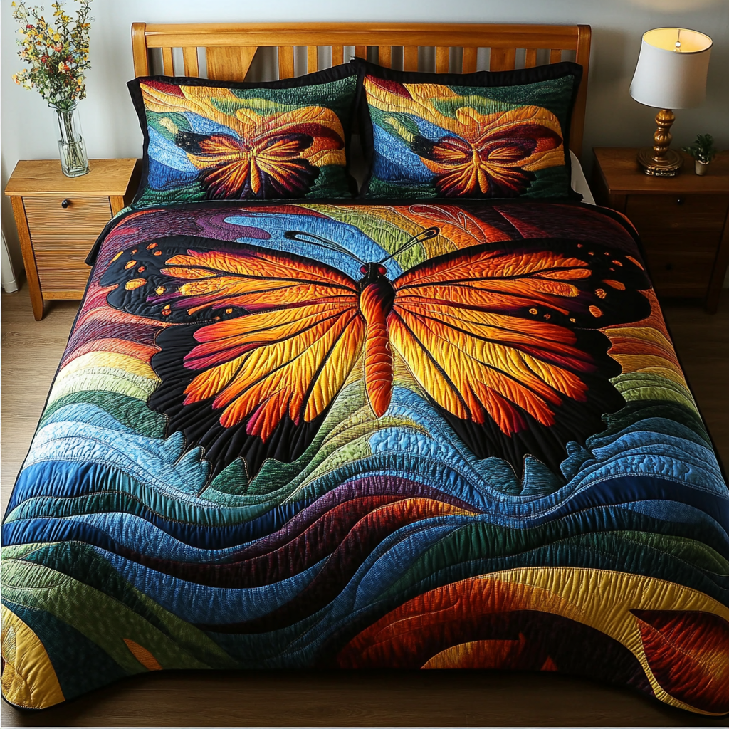 Enchanted Flutter 3-Piece Quilted Bedding Set NCU0DK5594