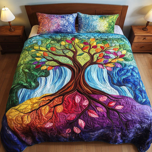 Enchanted Forest Cascade 3-Piece Quilted Bedding Set NCU0NT4043