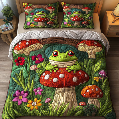 Enchanted Forest Frog 3-Piece Quilted Bedding Set NCU0NT3961