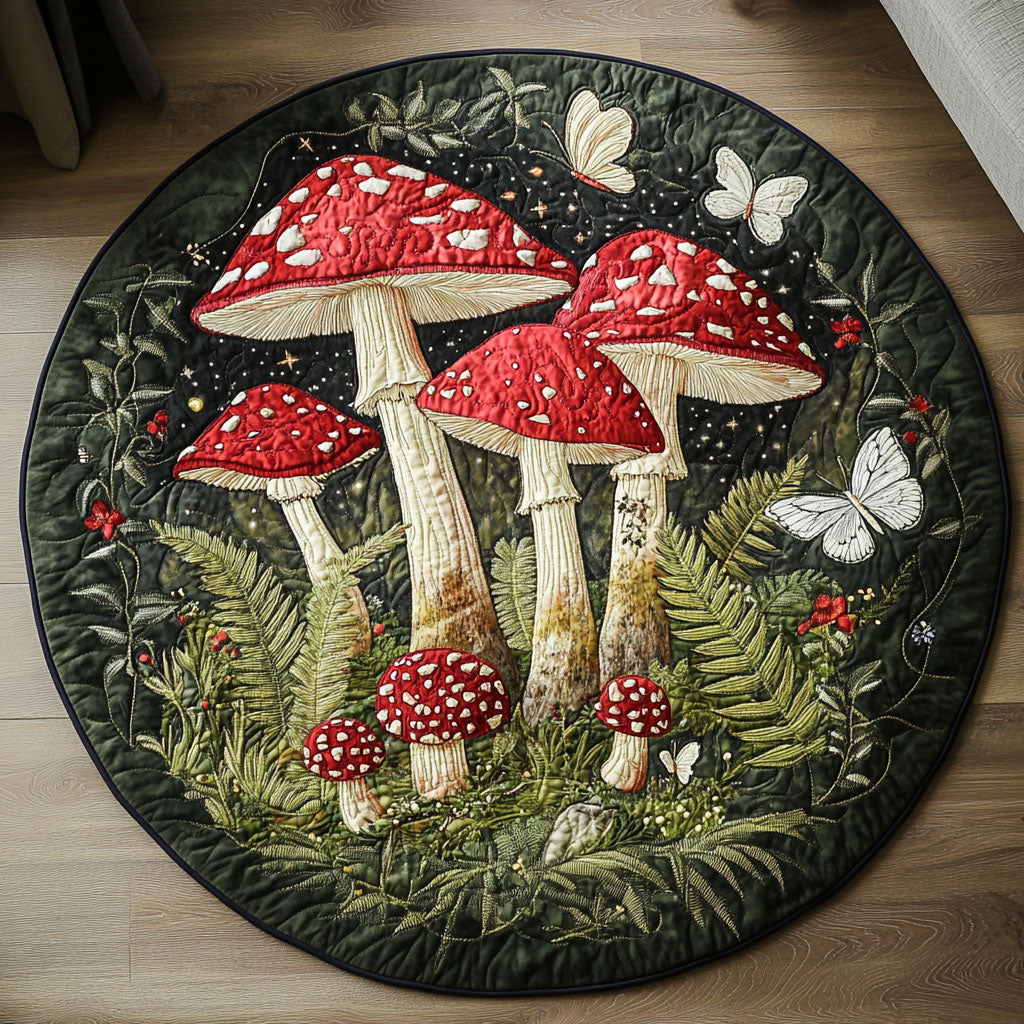 Enchanted Fungi Forest Quilted Round Mat NCU0PT4047