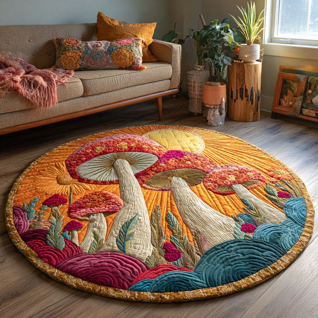 Enchanted Fungi Quilted Round Mat NCU0TV189