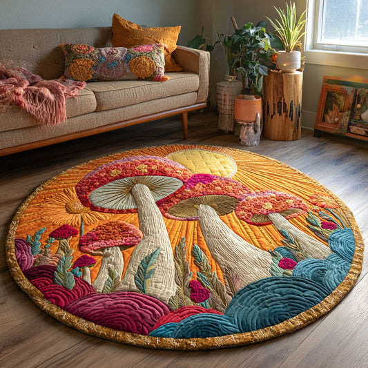 Enchanted Fungi Quilted Round Mat NCU0TV189