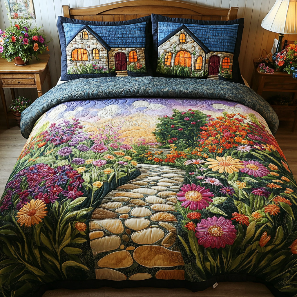 Enchanted Garden 3-Piece Quilted Bedding Set NCU0DK6368