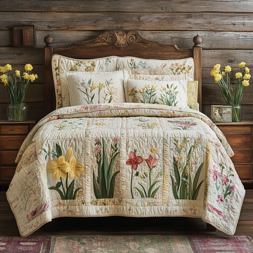 Enchanted Garden 3-Piece Quilted Bedding Set NCU0PT5035