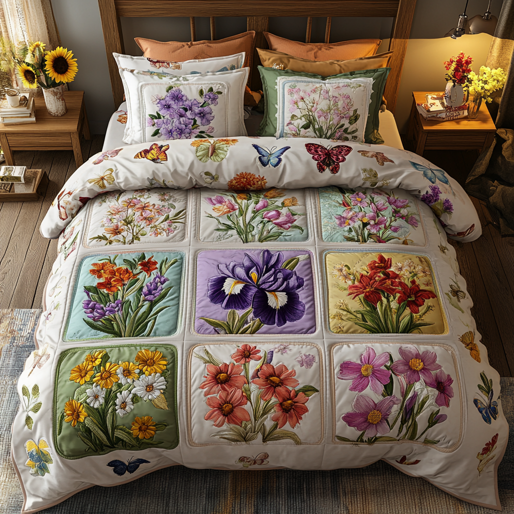 Falling Beauty 3-Piece Quilted Bedding Set NCU0DV498 main image 1