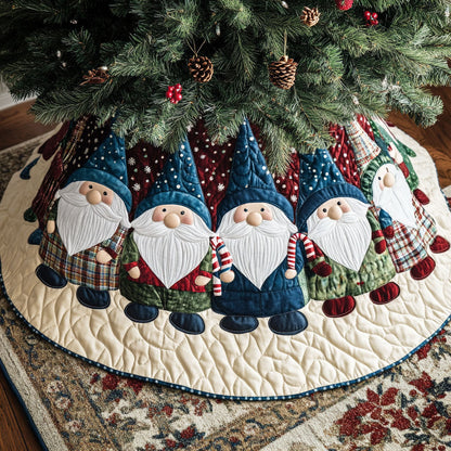 Enchanted Gnome Holiday Quilted Christmas Tree Skirt NCU0PT1839
