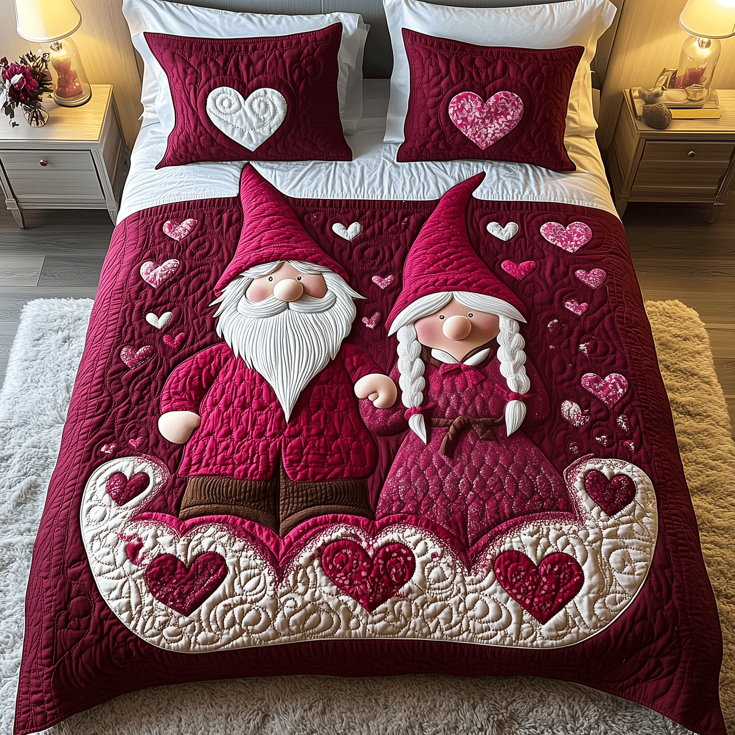 Enchanted Hearts 3-Piece Quilted Bedding Set NCU0TH2478