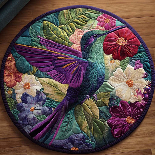 Enchanted Hummingbird Whirl Quilted Round Mat NCU0NT8263