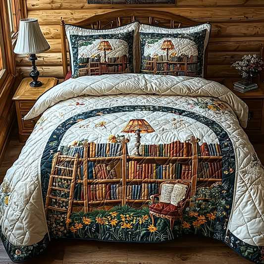Enchanted Library 3-Piece Quilted Bedding Set NCU0DV6195