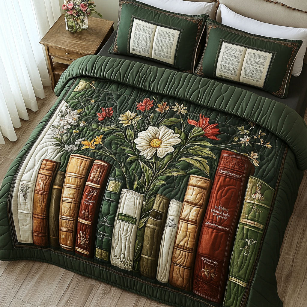 Enchanted Library 3-Piece Quilted Bedding Set NCU0NT4866