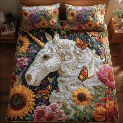 Enchanted Meadow Unicorn 3-Piece Quilted Bedding Set NCU0TH3712