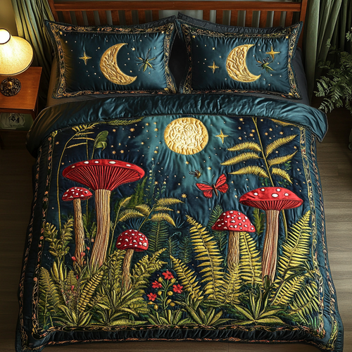Enchanted Mushroom 3-Piece Quilted Bedding Set NCU0DK8758