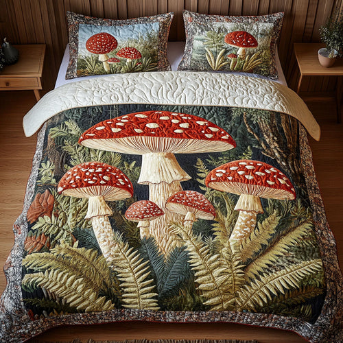 Enchanted Mushroom Woods 3-Piece Quilted Bedding Set NCU0NT3606