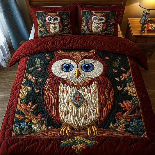 Enchanted Owl 3-Piece Quilted Bedding Set NCU0DK2444