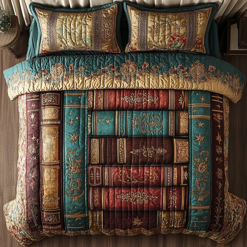 Enchanted Pages 3-Piece Quilted Bedding Set NCU0DK4785
