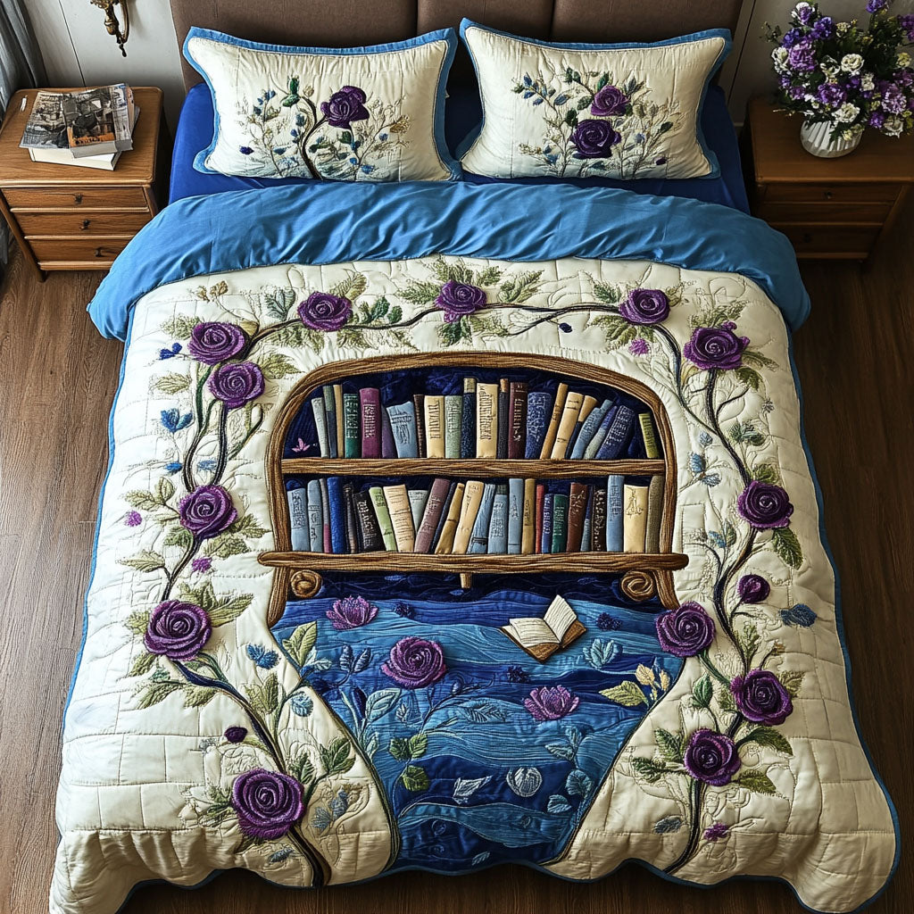 Enchanted Pages 3-Piece Quilted Bedding Set NCU0PT5628