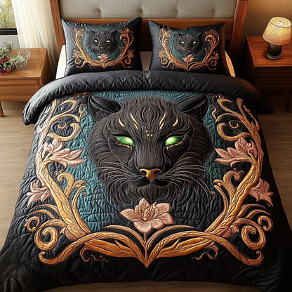 Enchanted Panther Elegance 3-Piece Quilted Bedding Set NCU0VL1207