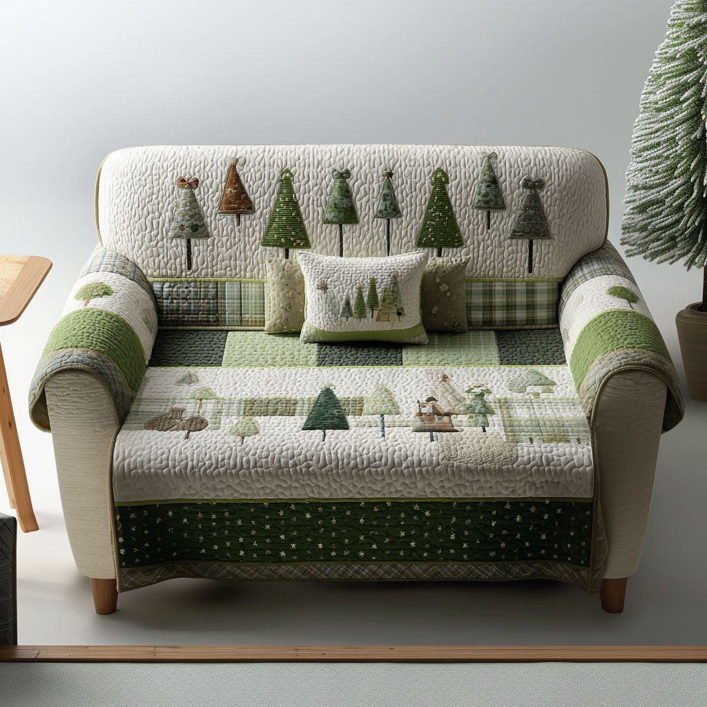 Enchanted Pine Quilted Sofa Cover NCU0PT9671