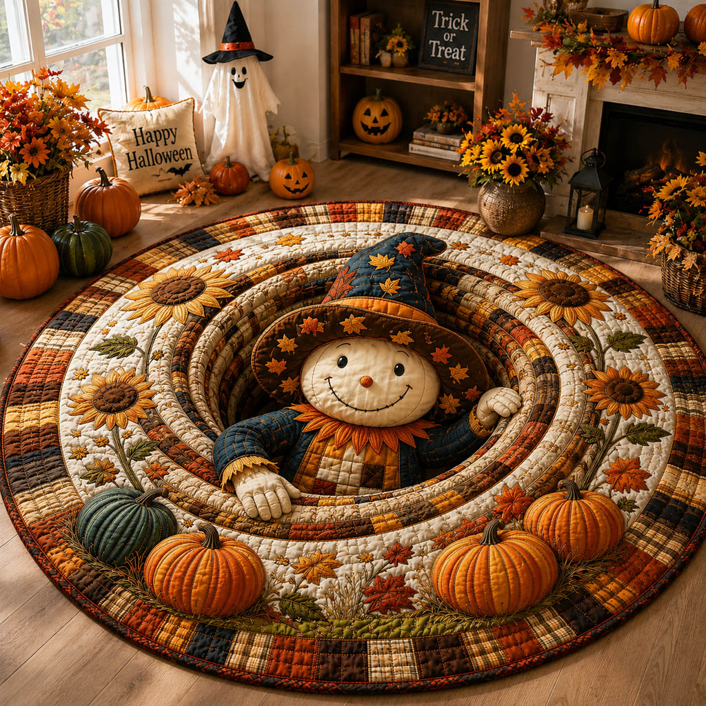 Enchanted Scarecrow Vortex Quilted Round Mat NCU0HH2071