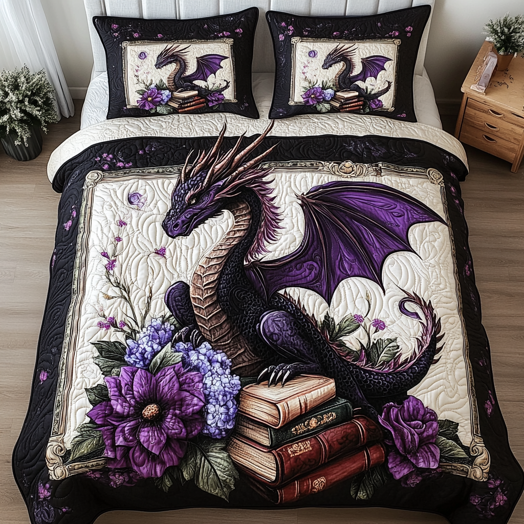 Enchanted Scrolls 3-Piece Quilted Bedding Set NCU0NT3805